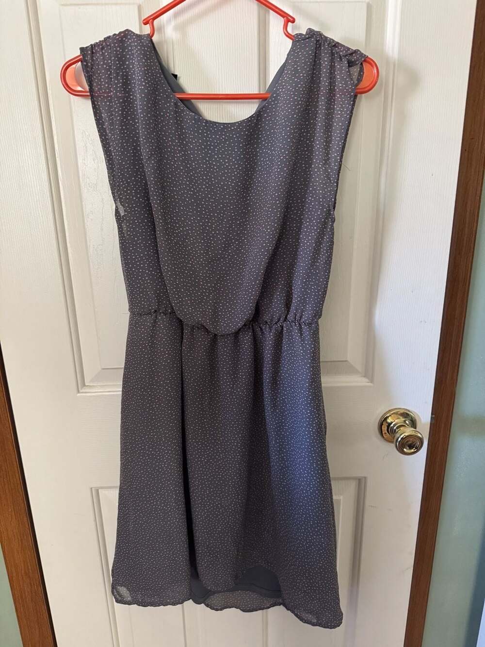 maurices Polka Dot Dress Size S Gray Sleeveless
